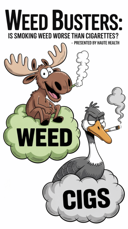 Moose and goose smoking weed and cigarettes on clouds