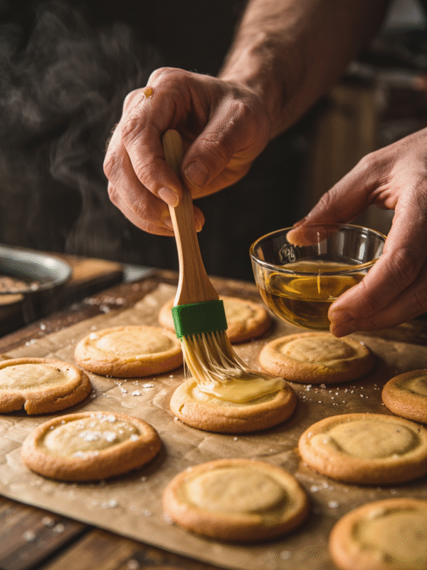 brushing cannabis oil on warm cookies