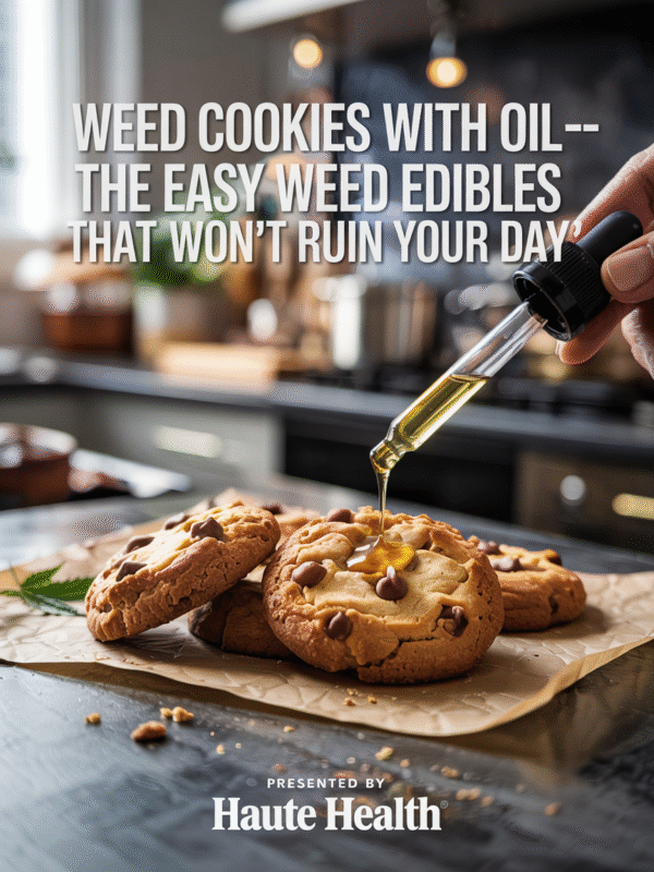 freshly baked weed cookies with oil cooling on a rackv