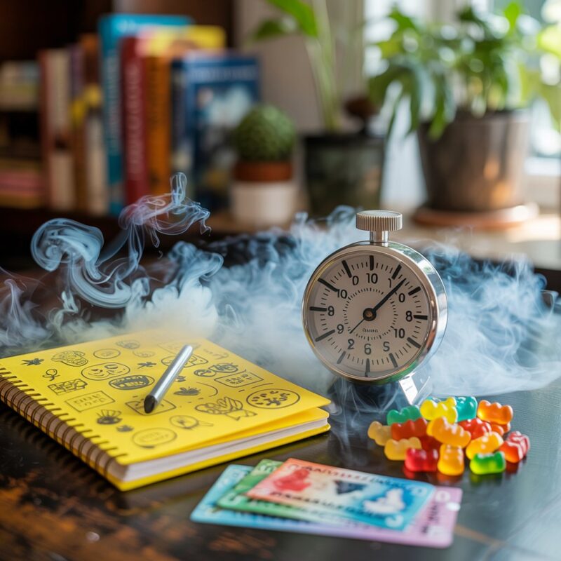 Time Estimation Test — Close Up Colorful time estimation test under THC, Canada close up
