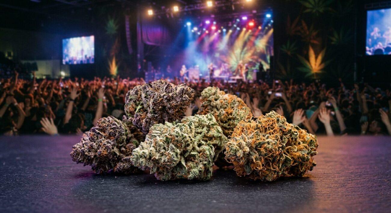 Selection of top cannabis strains recommended for concerts and live music