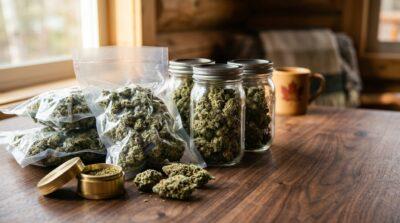 Jars and packages of Bulk Weed